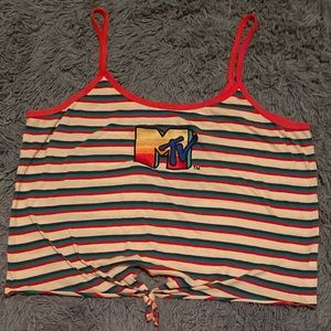 MTV Striped Patch Junior Tank Top